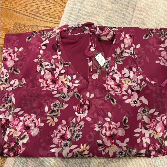 White House Black Market Burgundy Floral Midi Dress, Sleeveless, NWT, 14 - Picture 9 of 9